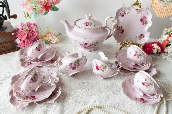 Set tazza e piattino vintage in ceramica con cucchiaio