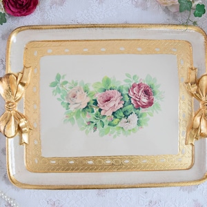 Handmade Italian wooden tray rectangular shape ivory color