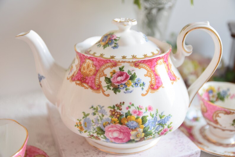 Vintage Tea Set With Flowers Porcelain Tea Set With Tea Pot Etsy