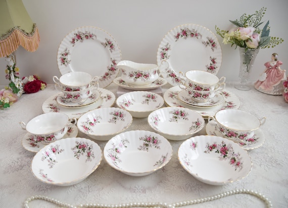 Royal Albert Lavender Rose – Vintage Bone China Soup Set With Gold