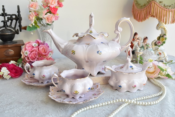 Tea Set Floral Porcelain Slav Porcelain Pink Tea Cup Set HCH Tea