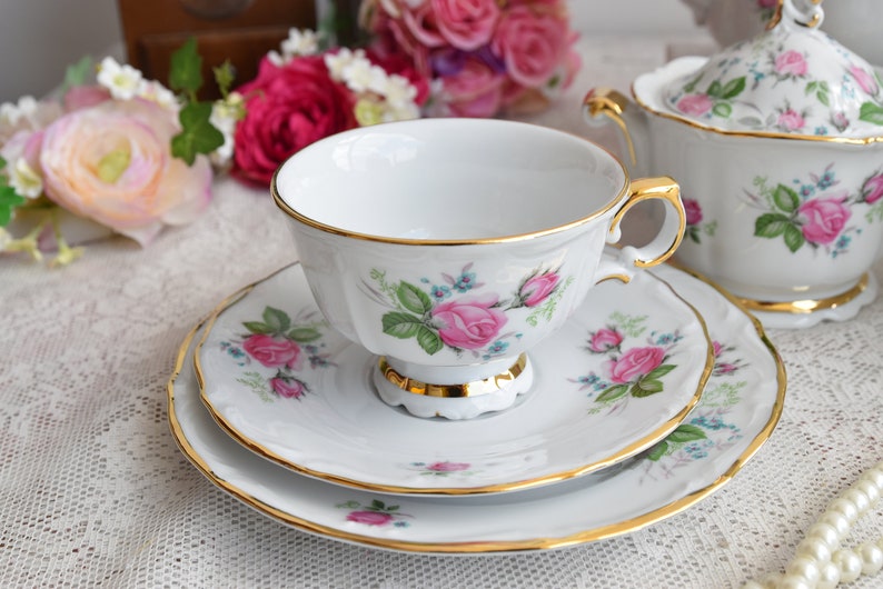 Vintage Dinner Set With Flowers Porcelain Dinner Set With Tea Etsy