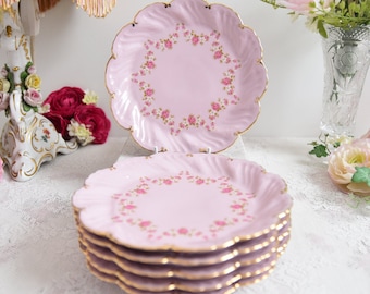 Vintage plate set porcelain dish pink porcelain Slav porcelain pink dish set HC vintage dessert dish rose porcelain vintage porcelain dish