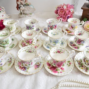 Flor do mês Royal Albert Inglaterra Demitasse xícara de café completa 12 meses vintage conjunto de xícaras de porcelana inglesa xícara de chá vintage