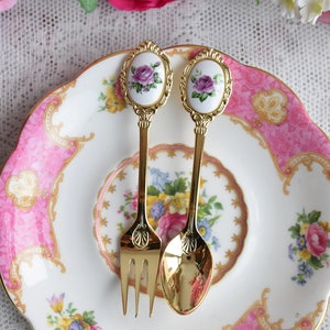 Vintage-Stil Gabel und Löffel-Set vintage inspiriert Teelöffel mit Gabel Vintage Besteck Teelöffel mit Gabel Kaffeelöffel mit Gabel Edelstahl