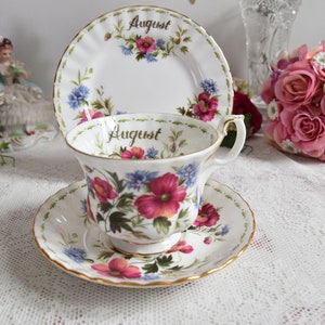 Flowers of the month August Royal Albert tea cup floral english tea cup set England tea cups duo english porcelain bone china teacup