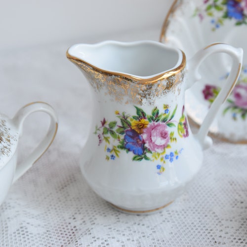 Coffee set vintage floral tea set No shops Stamp tea cup set polish porcelain european teacup set for six