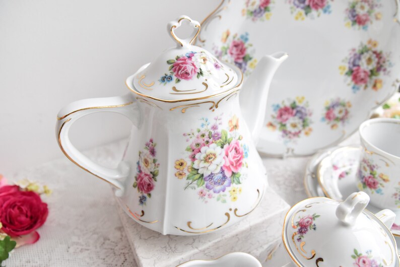 Tea Set Vintage Porcelain Chodziez Tea Set Polish Porcelain Etsy