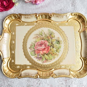 Handmade Italian wooden tray ivory rectangular shape