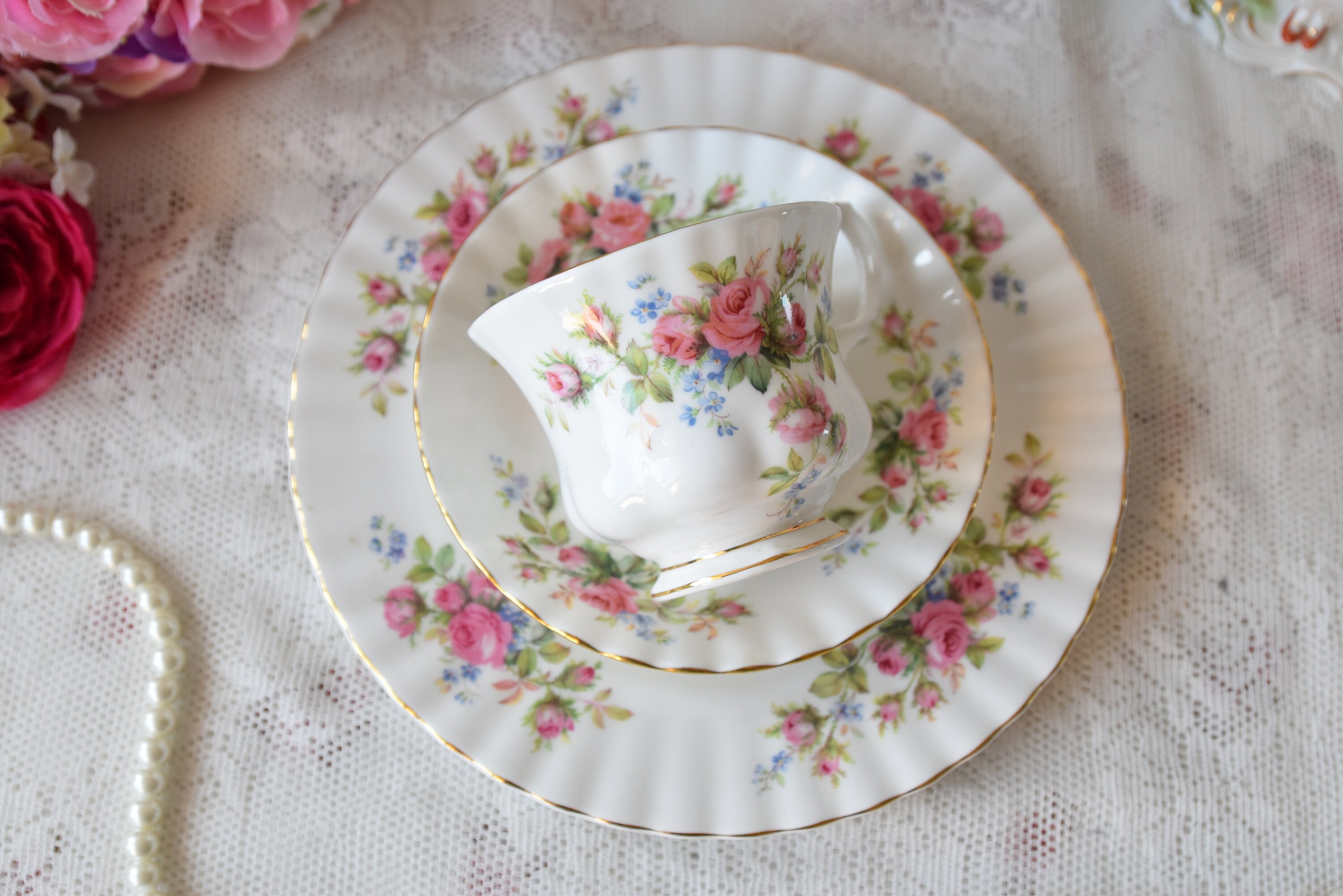 Royal albert tea cup english tea cup set Moss Rose England tea Etsy