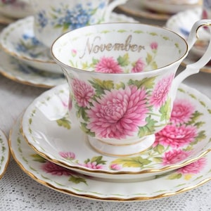 Flowers of the month november Royal Albert tea cup floral english tea cup set English porcelain bone china teacup