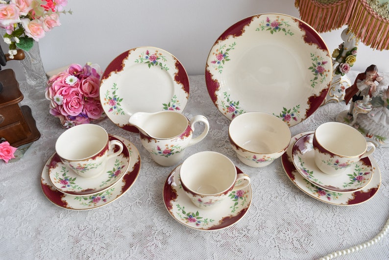 Royal Swan Tea Set Vintage Floral Tea Set Royal Swan England Etsy