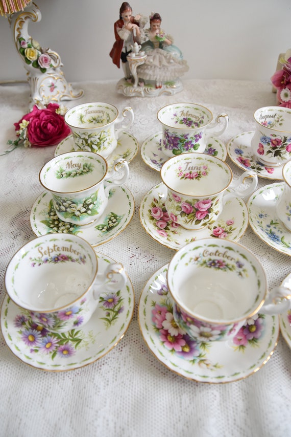 Fiore del mese Royal Albert England Tazza da demitasse completata 12 mesi tazza  da caffè vintage Set di tazze in porcellana inglese tazza da tè vintage -   Italia