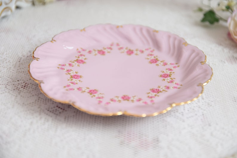 Vintage plate porcelain dish pink porcelain Slavic porcelain pink dish set HC vintage dessert dish rose porcelain vintage porcelain dish image 4