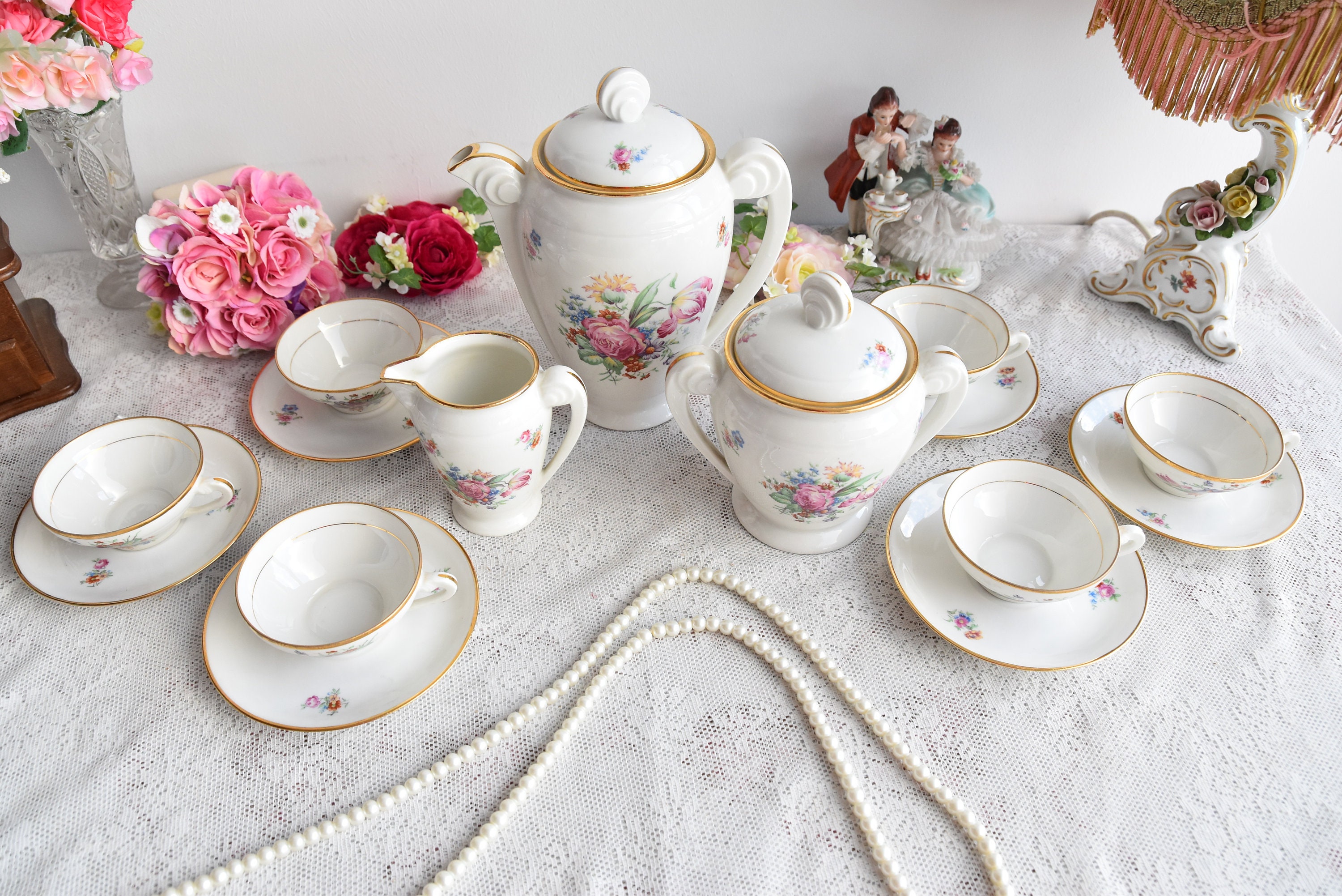 Set da tè in porcellana vintage set di tazze tazza da tè in