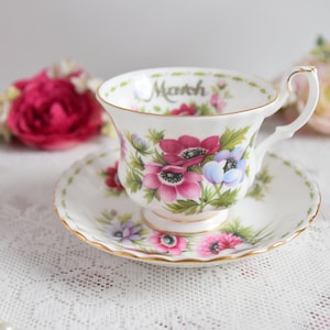 Flowers of the month March Royal Albert tea cup floral english tea cup set English porcelain bone china teacup