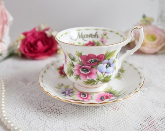 Fleurs du mois de mars Tasse à thé Royal Albert Service de tasses à thé anglais floral Tasse à thé en porcelaine anglaise et porcelaine