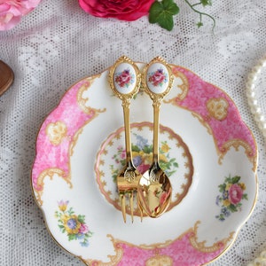 Gabel und Löffel Set Vintage-Stil Besteck Teelöffel und Gabel Kaffeelöffel und Gabel Edelstahl Teelöffel und Gabel Vintage Stil