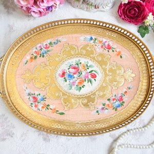 Handmade Italian wooden tray with chain border and handles