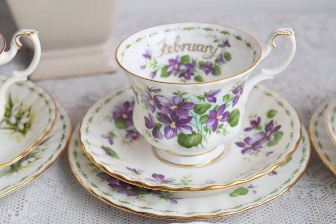 Fiori del mese febbraio Tazza da tè Royal Albert set di tazze da tè inglesi  floreali Coppia di tazze da tè inglesi in porcellana bone china -   Italia