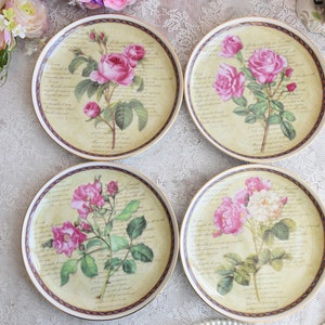 Vintage porcelain floral plate set Karolina Poland dessert dish