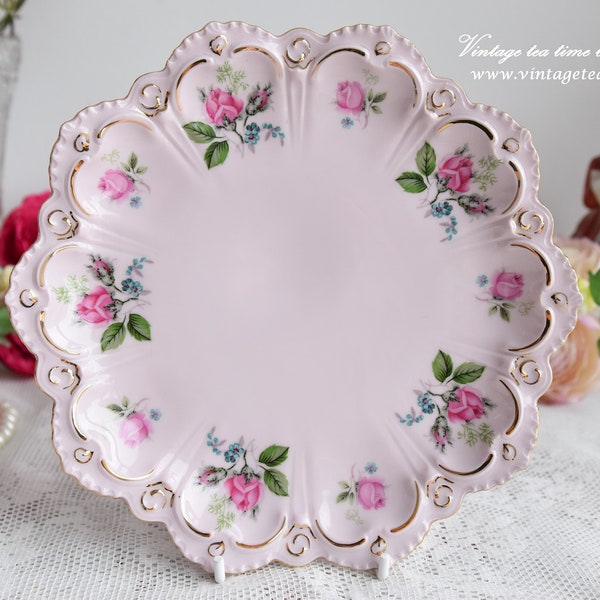 Vintage plate porcelain dish pink porcelain Slavic porcelain pink dish set HC vintage dessert dish rose porcelain vintage porcelain dish