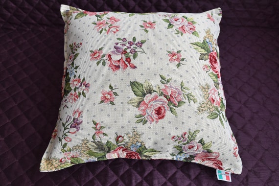 Floral pillow cover gobelin tapestry pillow, Vintage pillow cover for couch with tapestry gobelin decoration, Throw pillows for couch