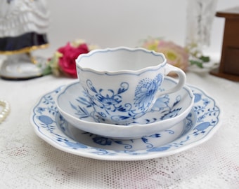 Vintage Tea Cups {Prussian Blue} large Fabric