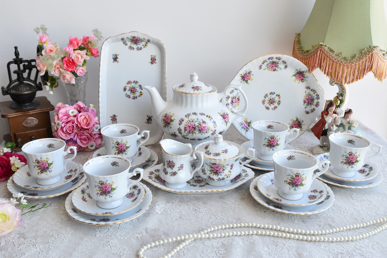 Tea Set Vintage Porcelain Chodziez Tea Set Polish Porcelain Etsy