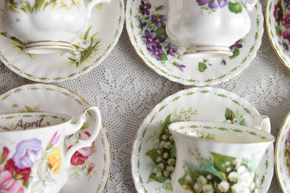 Fiore del mese Royal Albert England ha completato il set da tè vintage di  12 mesi Set di tazze in porcellana inglese tazza da tè vintage -  Italia