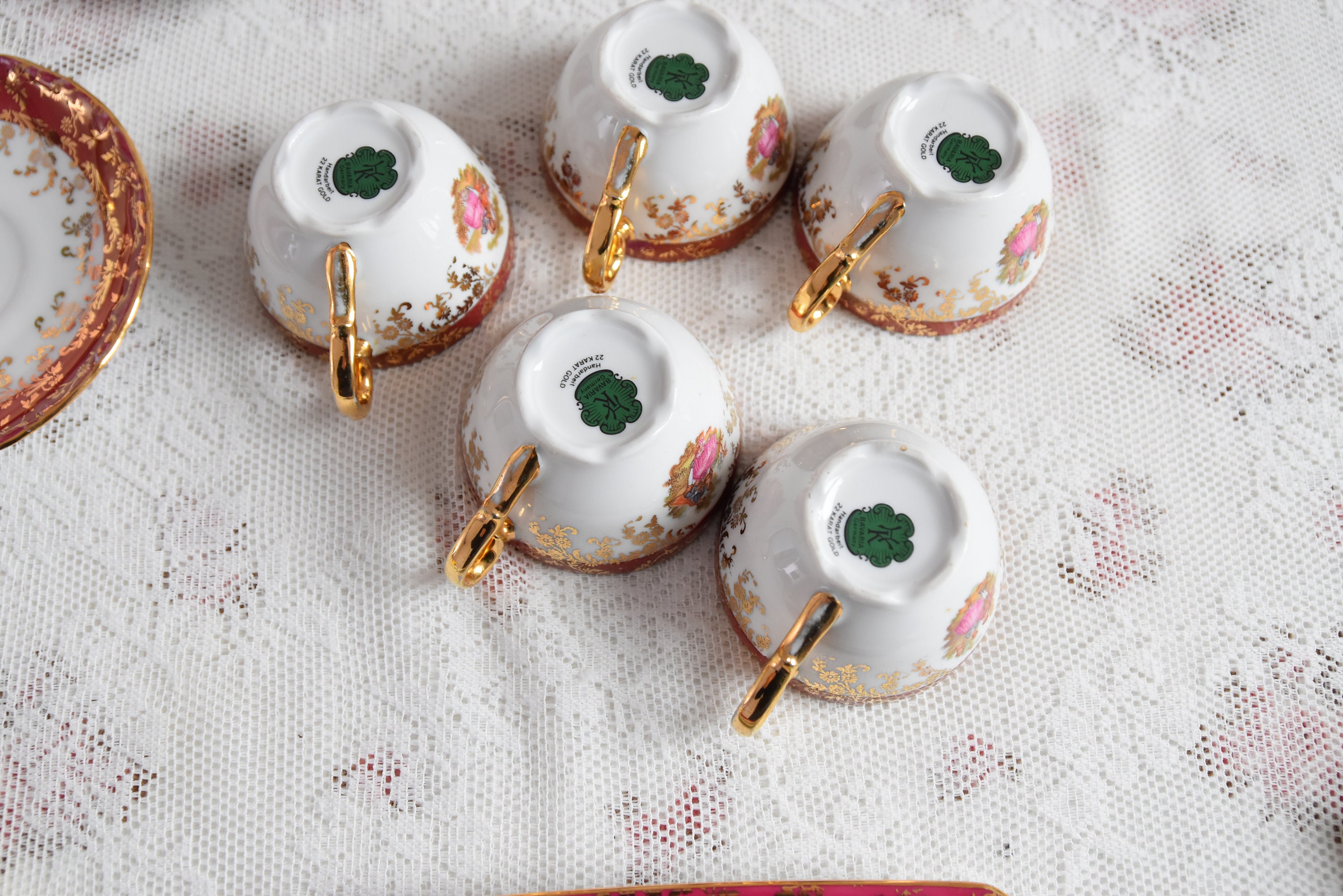 Bavaria ババリア　トリオセット Vintage Bavaria White and Gold Porcelain Mokka Set – German
