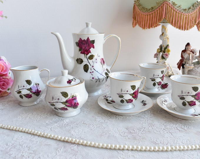 Tea Set Vintage Porcelain Chodziez Tea Set Polish Porcelain Etsy