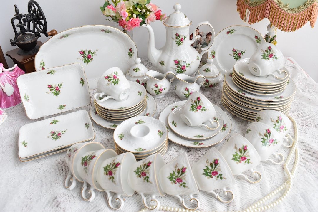 Seltmann Bavaria Porcelain Tea Set With Pink Rose Motif – Vintage ...