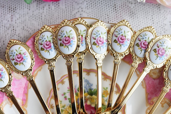 Vintage Inspired Fork and Spoon Set, Teaspoon Set for Tea, Dessert