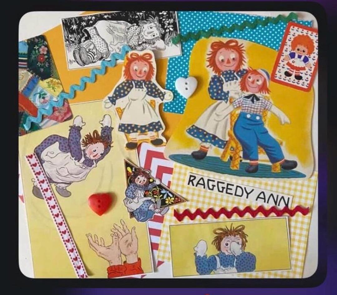 Raggedy Ann & Andy Vintage Ephemera Pack Junk Journal Collage ...