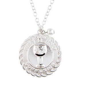 First Communion Chalice Necklace Silver Plated Pearl Laminated - as low as 3.99 each