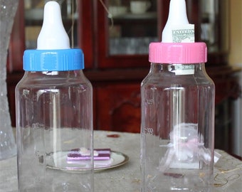 10 Pink baby bottle pendants acrylic P613