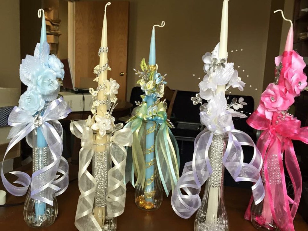 Palm Sunday's or Baptism Handmade Decorated Candles Etsy