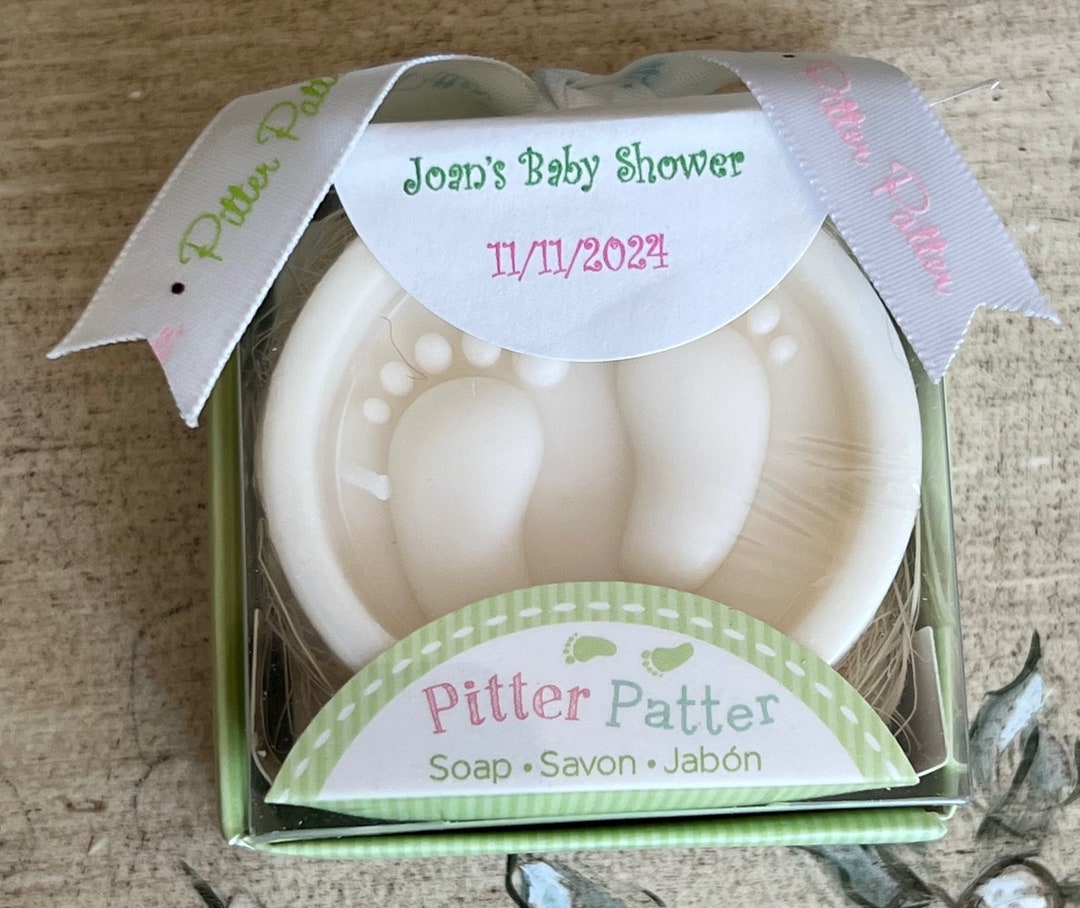 Personalized Pitter Patter Soap Favors With Baby Feet, Baby Shower