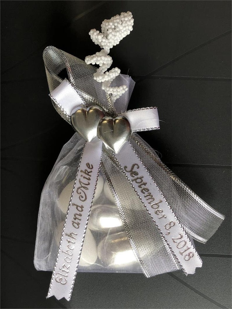 Organza Bag W/jordan Almonds Personalized Ribbons & Etsy