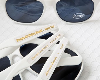 Personalizzato bianco occhiali da sole partito favorisce con oro metallico o argento messaggio personalizzato - 36 pezzi