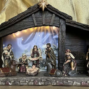 Nativity Set Christmas Nativity Set with Lighted Stable 11 Pieces, nacimiento SET