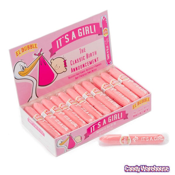 It's A Girl Deluxe Bubble Gum Cigars Box of 36 Pink Gum Cigars Personalized