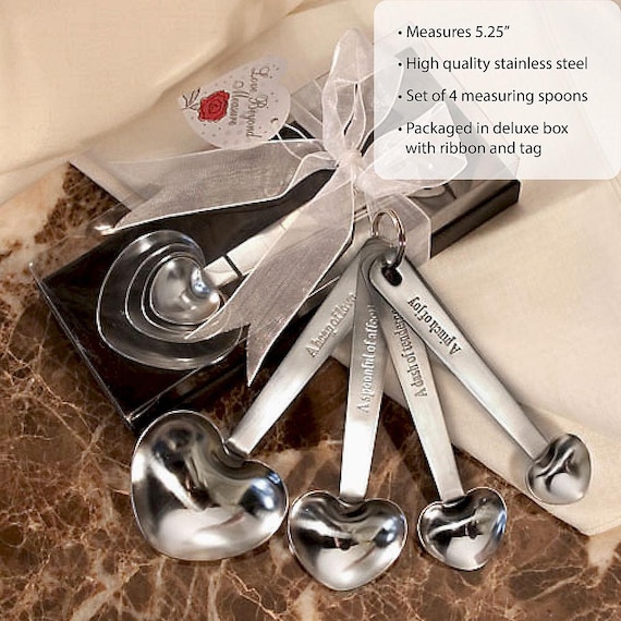 100 Stück Messlöffel-Set In Herzform - Edelstahl, Für Hochzeit, Babyparty, Individuell Verpackt
