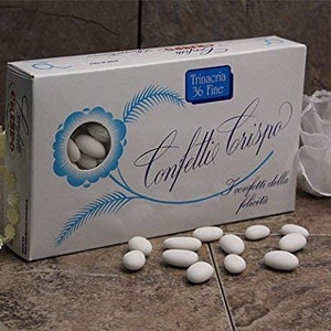 Crispo Confetti Trinacria Fine - Jordan Almonds 1 Kilo Box Made in Italy (2.2 lbs)  - Italian Wedding Confetti Almonds