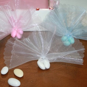 Shiny Italian Tulle solid with Jordan Almonds Handmade Wedding favors - Set of 10