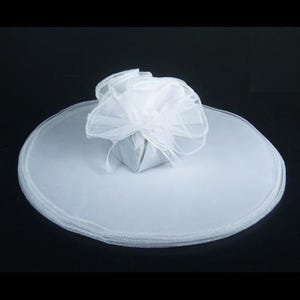 Organza Tulle Circles: Ivory with Silver Metallic Edge, Wedding Favors (Pack of 25, 9.5") White w/White edge