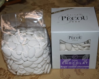 Dragees Pecou Chocolate French Dragées - Dark Chocolate Sugar Coated One Box of 1 Kilo / 2.2 LBS Wedding Confetti