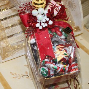 Christmas Sleigh Basket Filled with Gourmet Santa Chocolate and Christmas Almonds