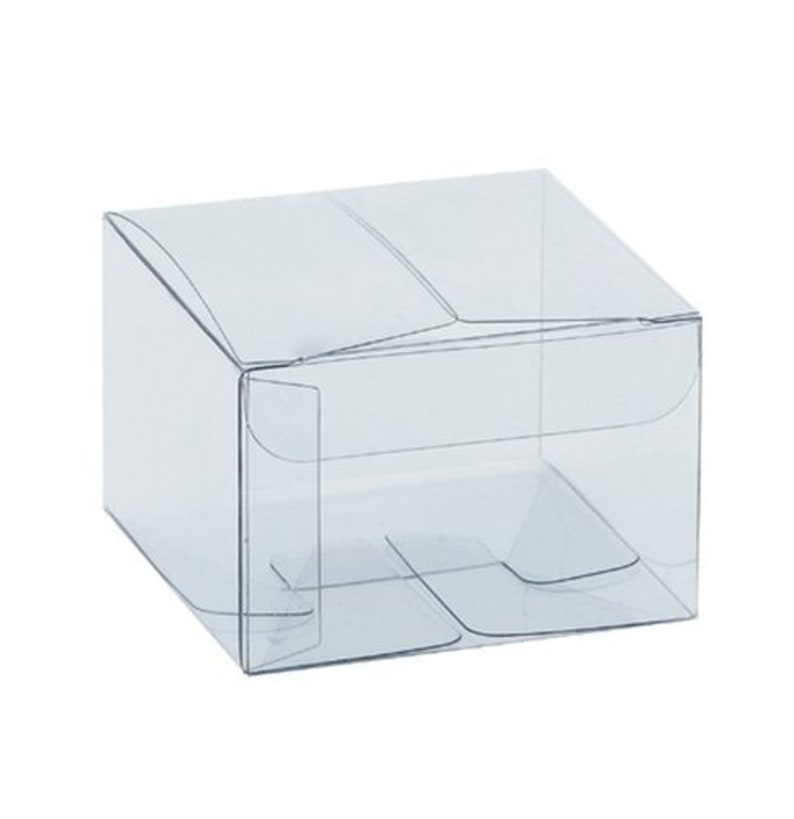 Set of 12 Small Clear Favor Boxes 3 x 3 x 2